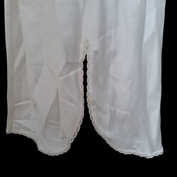 Warner's Slip Vintage 80s Perfect Measure Long Silky Lace Beaded Medium USA Made - Picture 5 of 9